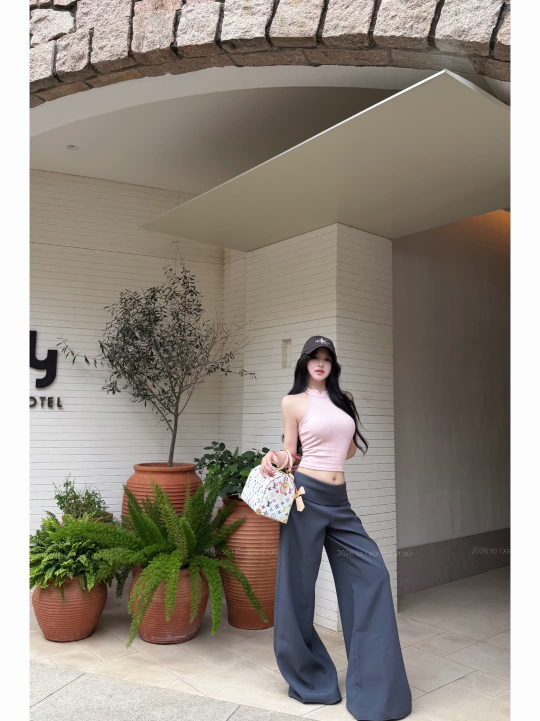 실사 정가 레이스 조각 니트 캐미솔 핫걸 행침 목 맨위 한 부서 정장 바지 와이드 레그 팬츠 상세 이미지 16