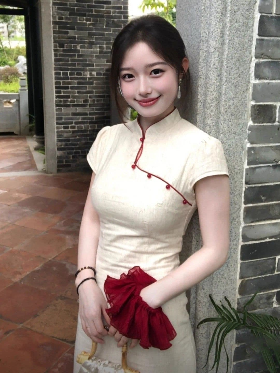 국풍 새로운 중식 일상 웨어러블 우아한 치파오 개선 드레스 부드러운 꽃무늬 몸매 가꾸기 품격 허리 수축 롱 스커트 이미지 4