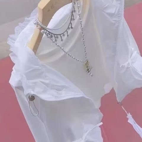 봄 여름 얇고 가벼운 레이스 후드 자외선 차단 재킷 여성 외국 가스 연령 감소 주머니 나비 매듭 디자인 센스 슬림해 보이는 맨위 이미지 3