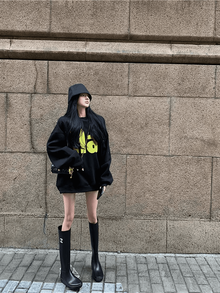 아메리칸 높음 거리 검정색 후드티 여성 가을 겨울 새로운 oversize 루즈핏 털이 있고 두꺼운 없음 모자 재킷 맨위 트렌디 이미지 2