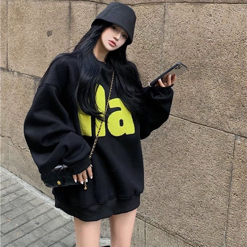 아메리칸 높음 거리 검정색 후드티 여성 가을 겨울 새로운 oversize 루즈핏 털이 있고 두꺼운 없음 모자 재킷 맨위 트렌디