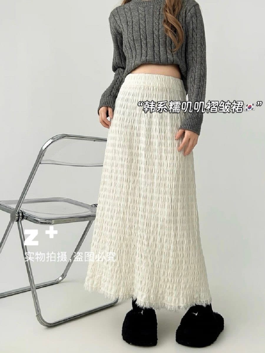 zj 고급 센스 술 주름 반신 스커트 2025 가을 겨울 새로운 다용도 한 마디 롱 스커트 여성 도루 가을 하이웨이스트 여성 상세 이미지 1