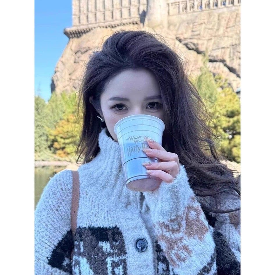 레트로 터틀넥 공정한 섬 꽃 질감 배색 니트 오픈 가디건 스웨터 여자 폴로 칼라 단추 서클 실 느긋한 재킷 이미지 5