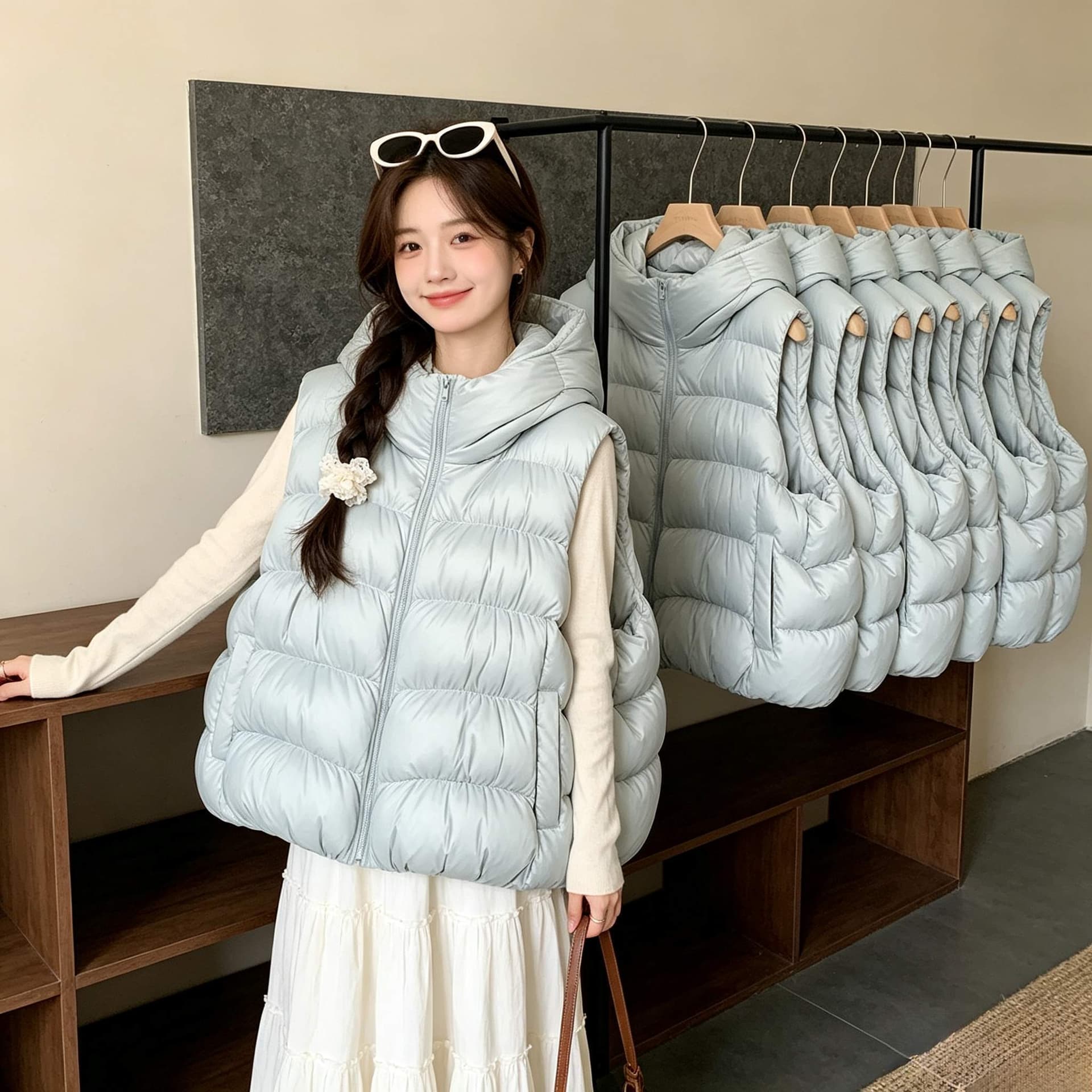 느긋한 바람 가을 겨울 루즈핏 빅 사이즈 작은 키 두꺼운 보온 후드 민소매 어깨 면 의류 조끼 여성 코트 트렌디