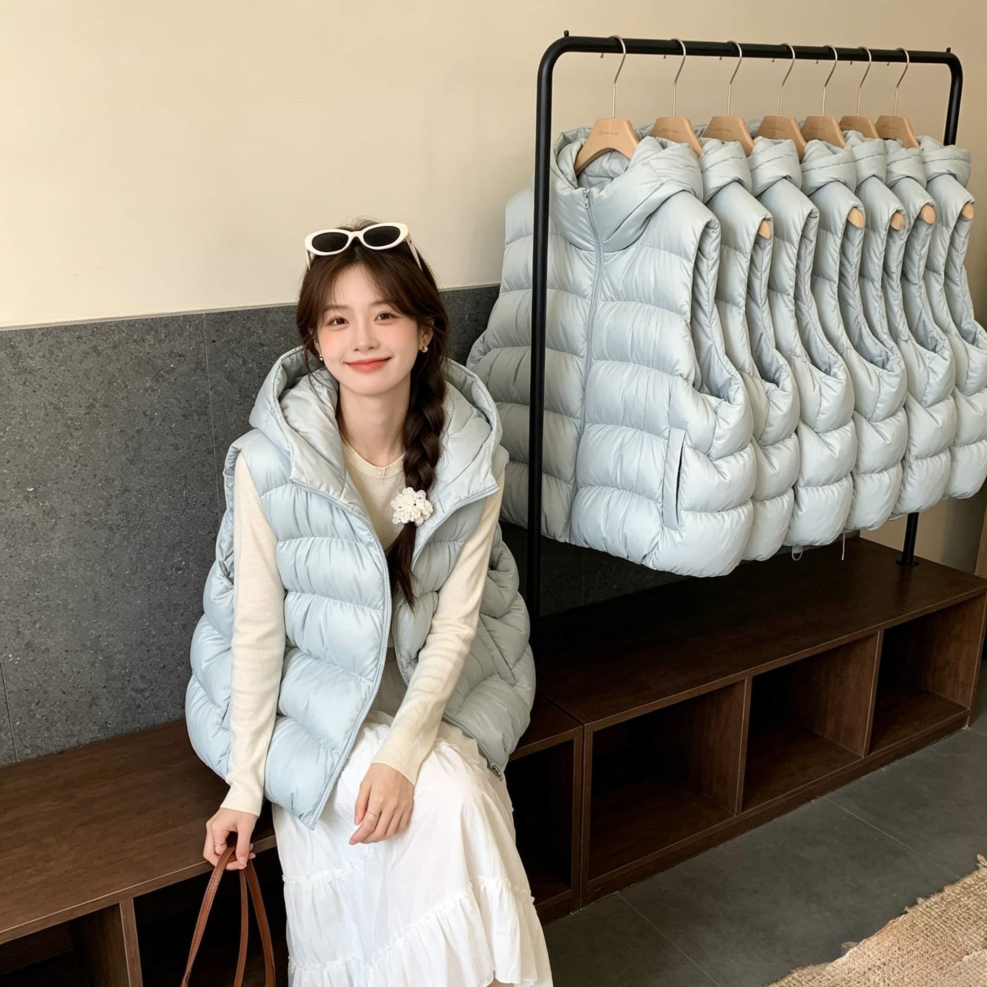느긋한 바람 가을 겨울 루즈핏 빅 사이즈 작은 키 두꺼운 보온 후드 민소매 어깨 면 의류 조끼 여성 코트 트렌디 상세 이미지 2