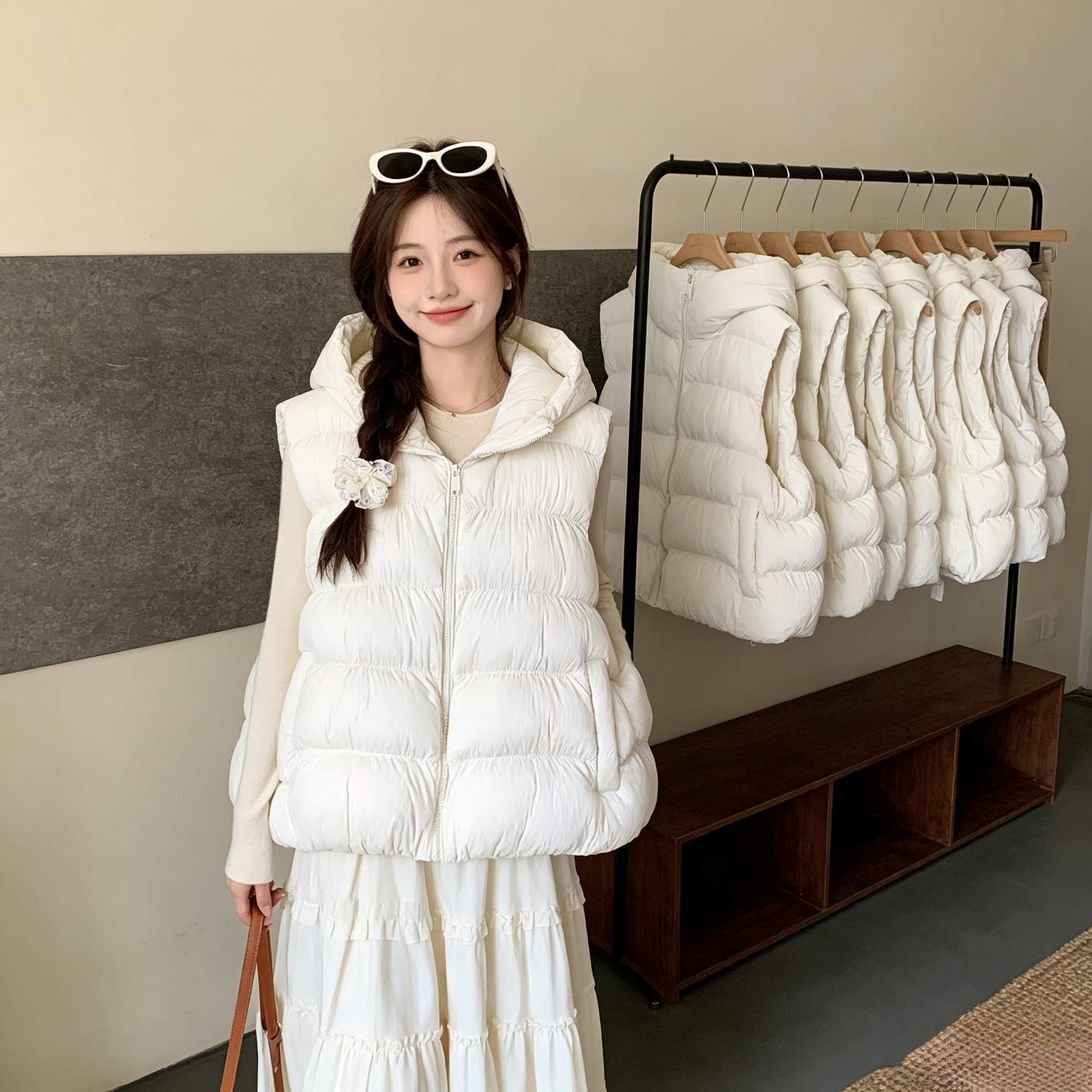 느긋한 바람 가을 겨울 루즈핏 빅 사이즈 작은 키 두꺼운 보온 후드 민소매 어깨 면 의류 조끼 여성 코트 트렌디 상세 이미지 5