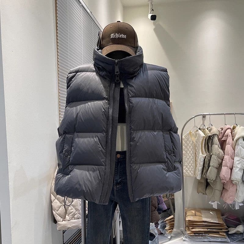 유럽 상품 루즈핏 느긋한 바람 빅 사이즈 작은 키 민소매 어깨 면 의류 조끼 여성 코트 연령 감소 다용도 외국 가스 트렌디