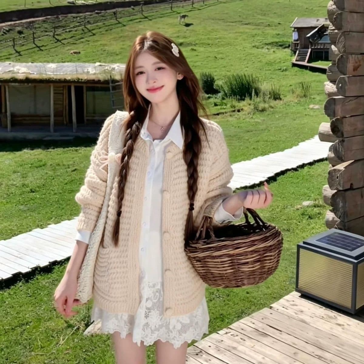 센 부서 레트로 황색 스웨터 한 부서 오픈 가디건 2026 가을 새로운 루즈핏 느긋한 니트 재킷 맨위 상세 이미지 11