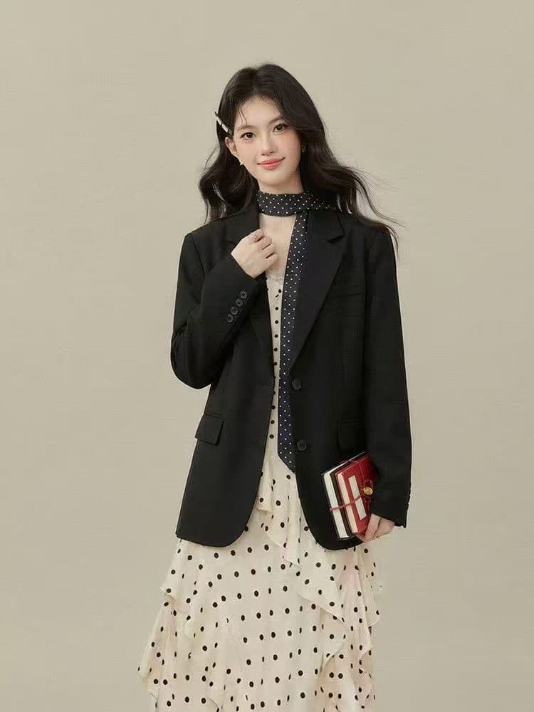 블레이저 2026 새로운 작은 키 고급 센스 새로운 잘 생긴 검정색 캐주얼 한 부서 작은 정장 여성 코트 상세 이미지 1