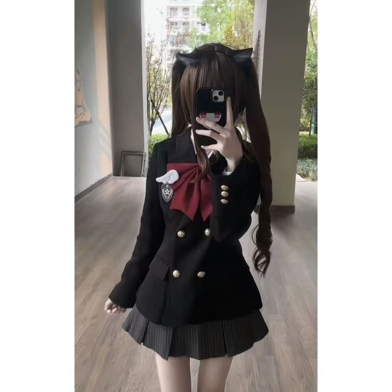 학원 스타일 jk 유니폼 재킷 트렌드 작은 키 정장 여성 달콤함 신선함 이중 버튼 봄과 가을 긍정적 인 어깨 외출용 상세 이미지 8