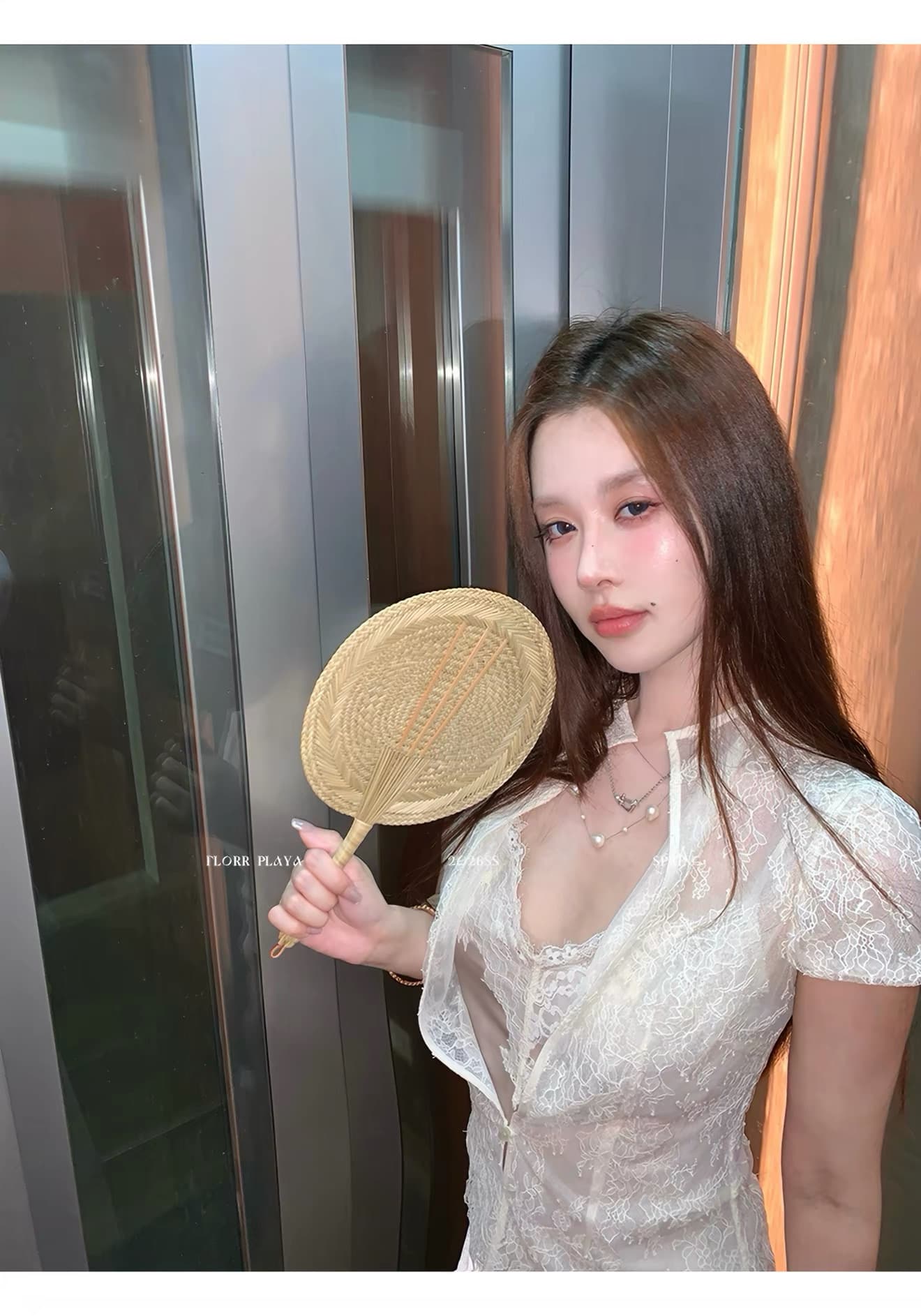 꽃 위안 흐릿한 달빛 프랑스식 화이트 품격 셔츠 새틴 슬립 짧은 반 스커트 여성 봄 여름 레이스 세트 상세 이미지 10