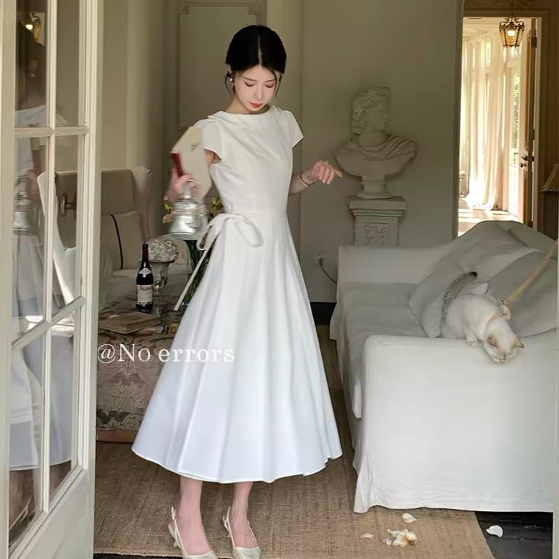 아니요 오류 no errors 다행히도 어린이 미스 디자인 센스 레이스업 보트 칼라 드레스 2026 여름 새로운 상세 이미지 2