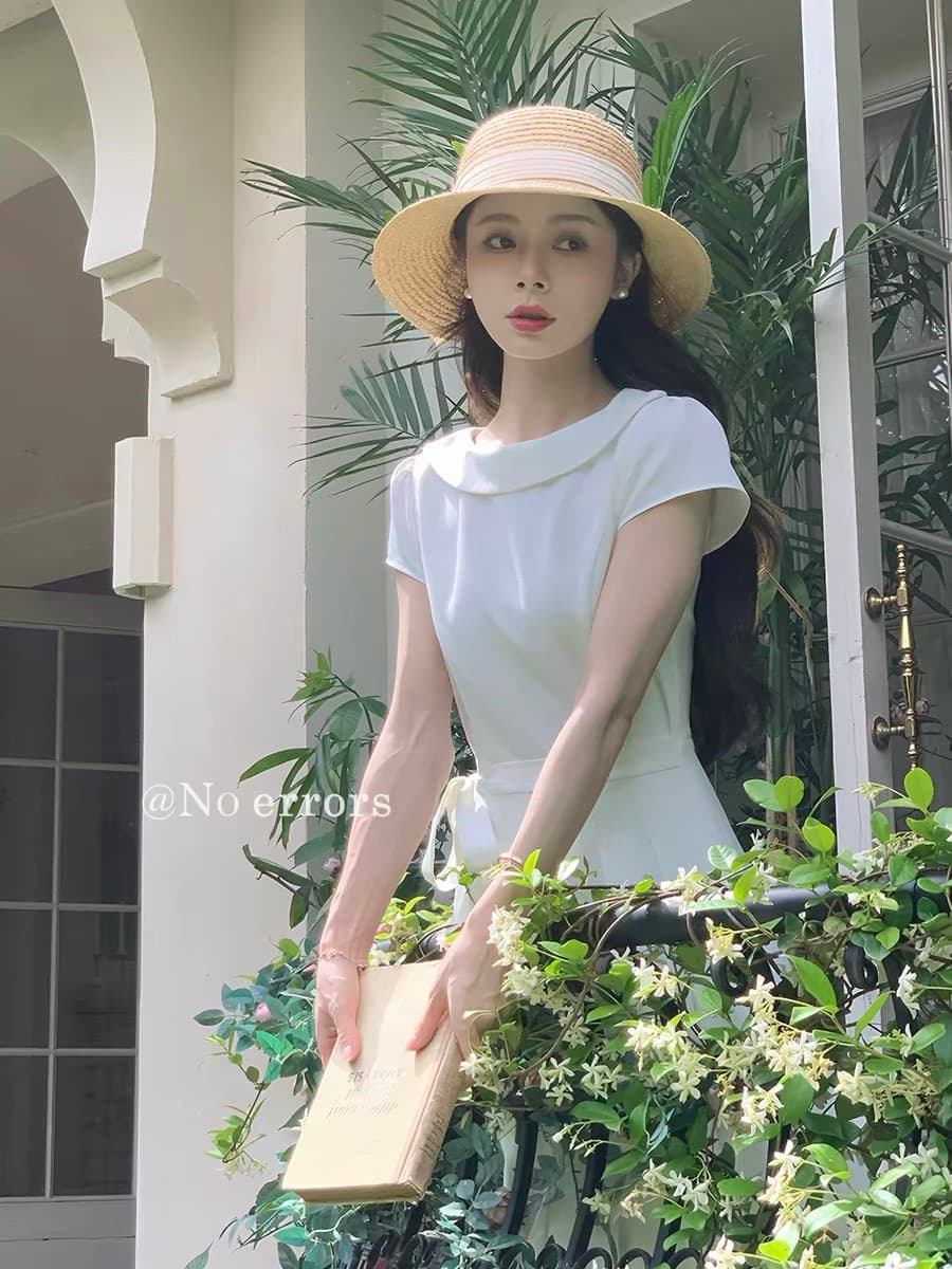 아니요 오류 no errors 다행히도 어린이 미스 디자인 센스 레이스업 보트 칼라 드레스 2026 여름 새로운 상세 이미지 4