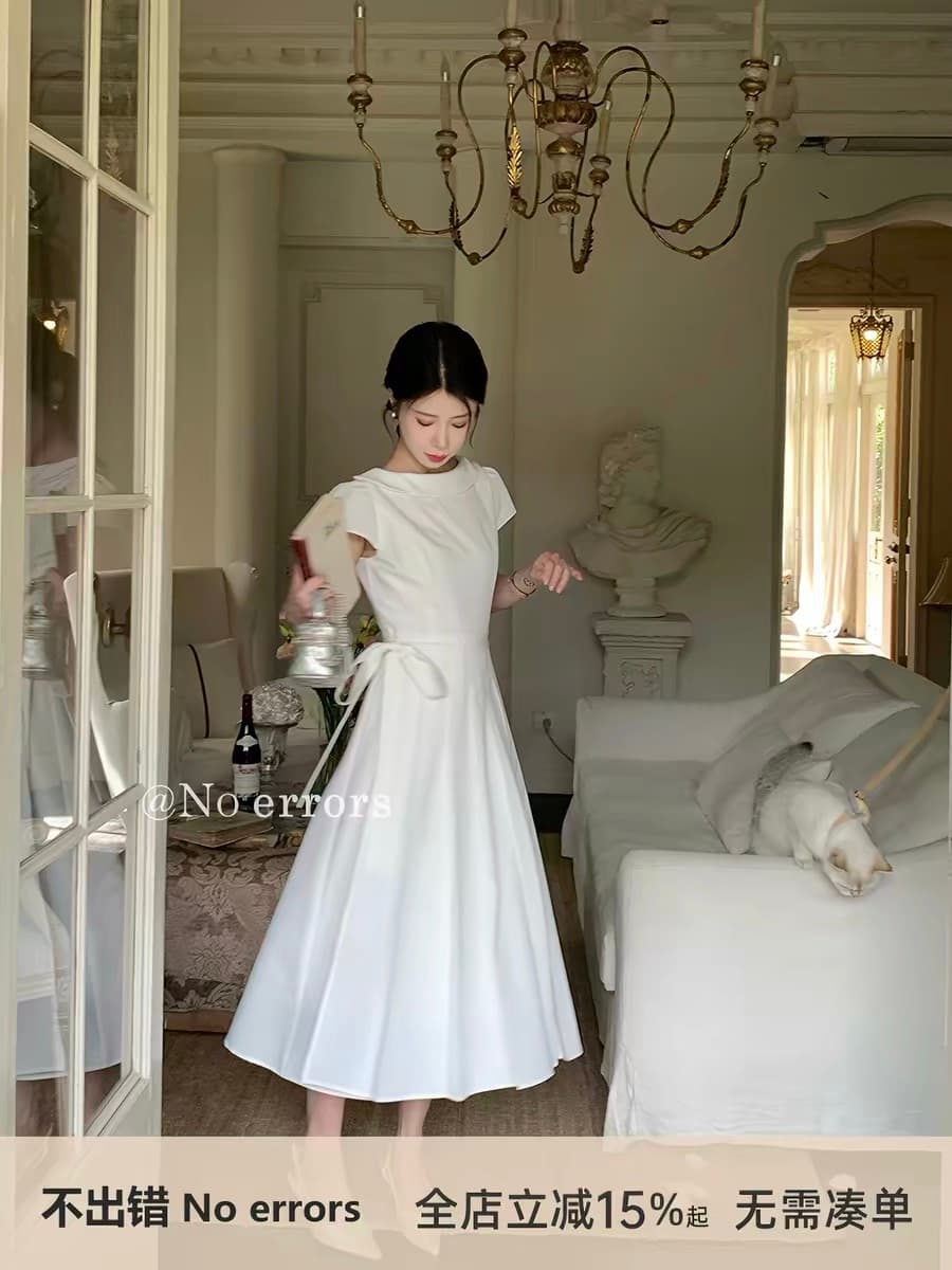 아니요 오류 no errors 다행히도 어린이 미스 디자인 센스 레이스업 보트 칼라 드레스 2026 여름 새로운 상세 이미지 5