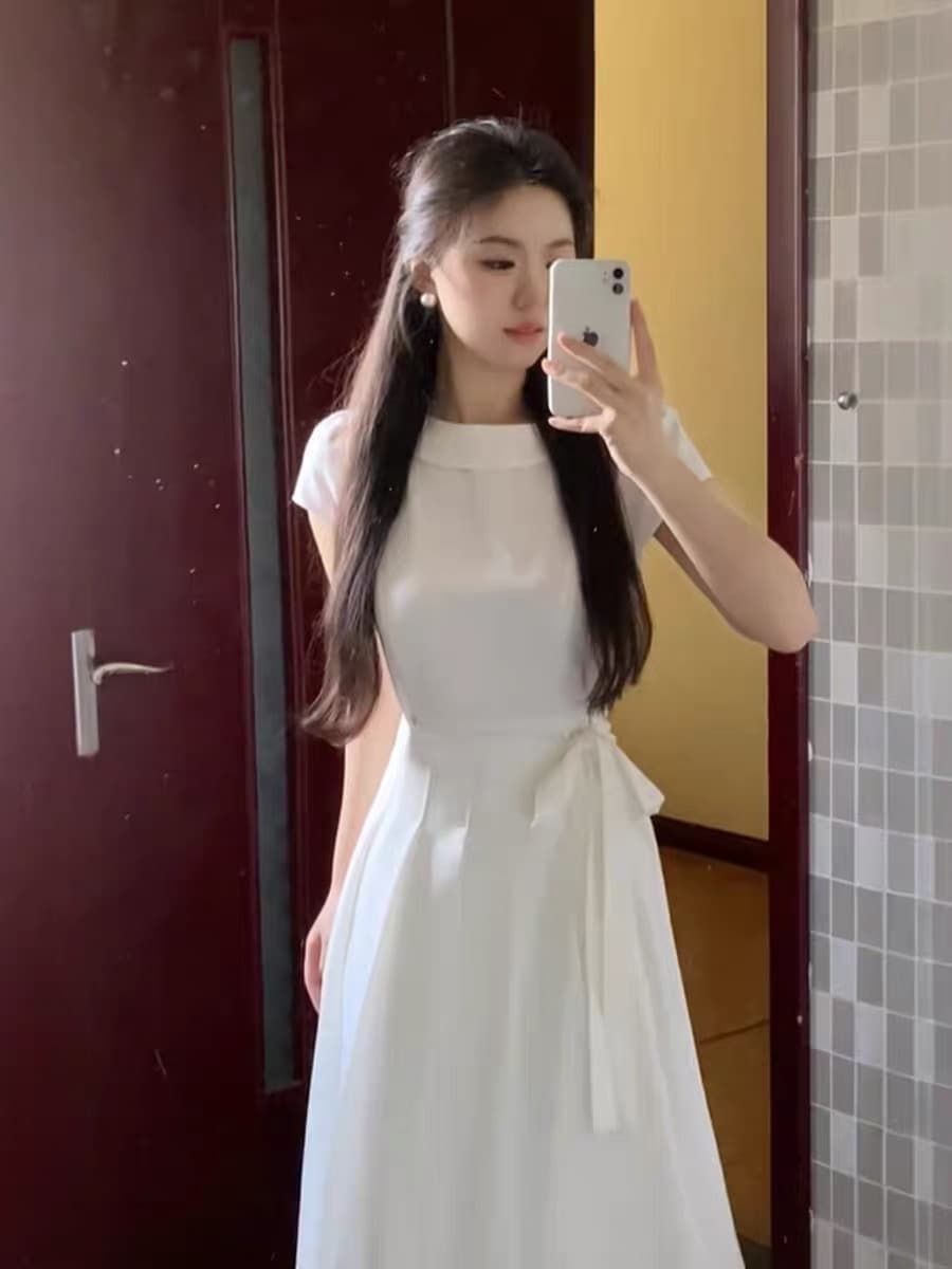 아니요 오류 no errors 다행히도 어린이 미스 디자인 센스 레이스업 보트 칼라 드레스 2026 여름 새로운 상세 이미지 6