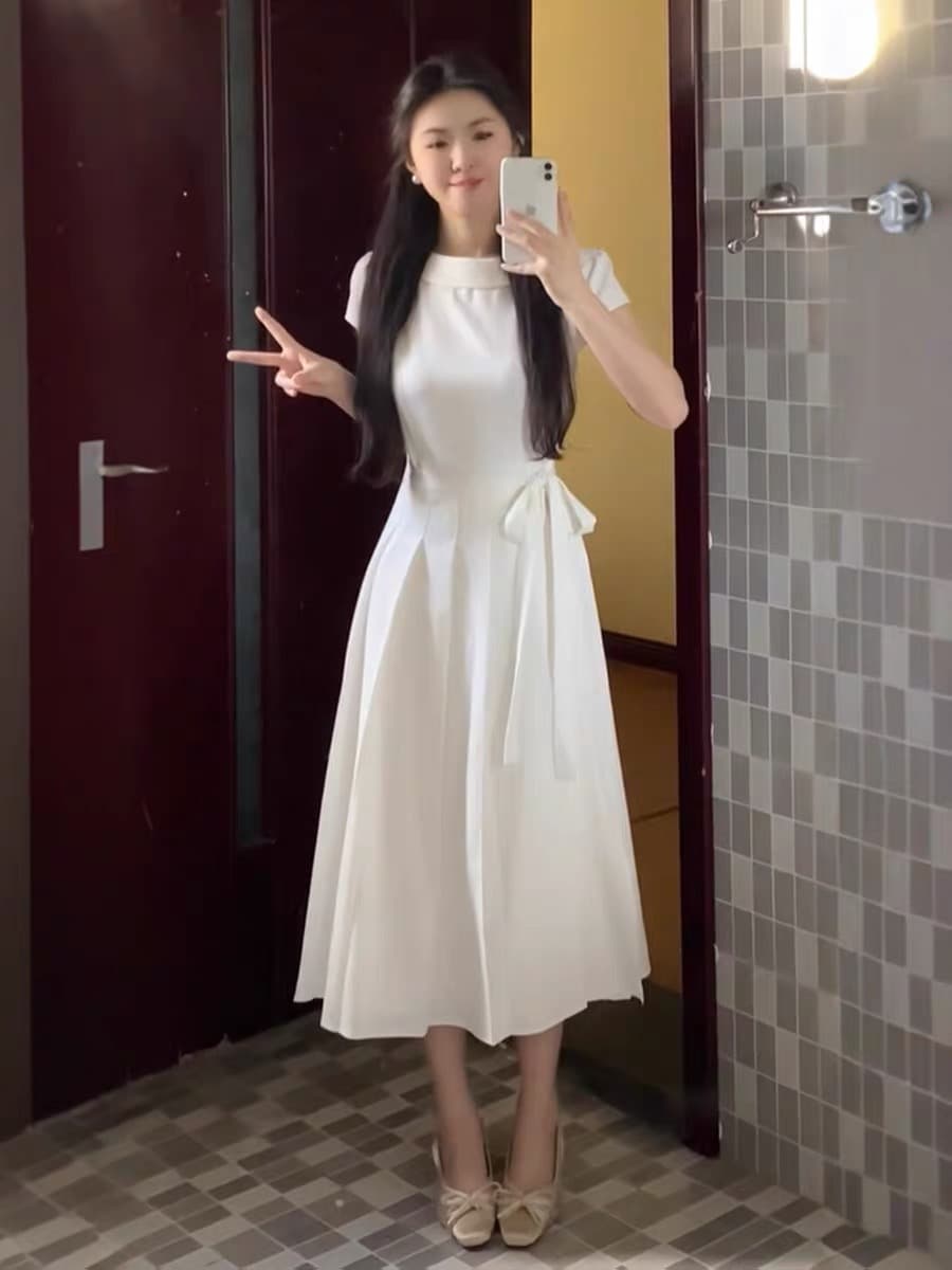 아니요 오류 no errors 다행히도 어린이 미스 디자인 센스 레이스업 보트 칼라 드레스 2026 여름 새로운 상세 이미지 7