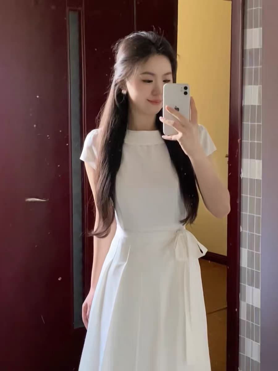 아니요 오류 no errors 다행히도 어린이 미스 디자인 센스 레이스업 보트 칼라 드레스 2026 여름 새로운 상세 이미지 8