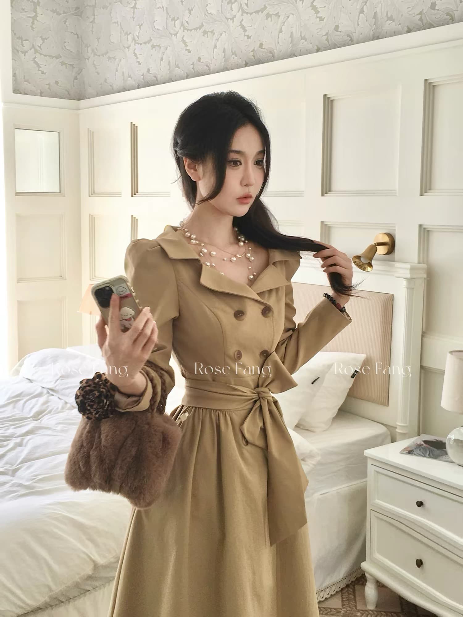 rosefang 사랑 미학 이른 봄 오리지널 디자인 센스 프랑스식 레트로 허리 수축 재킷 바람막이 여성 이미지 4
