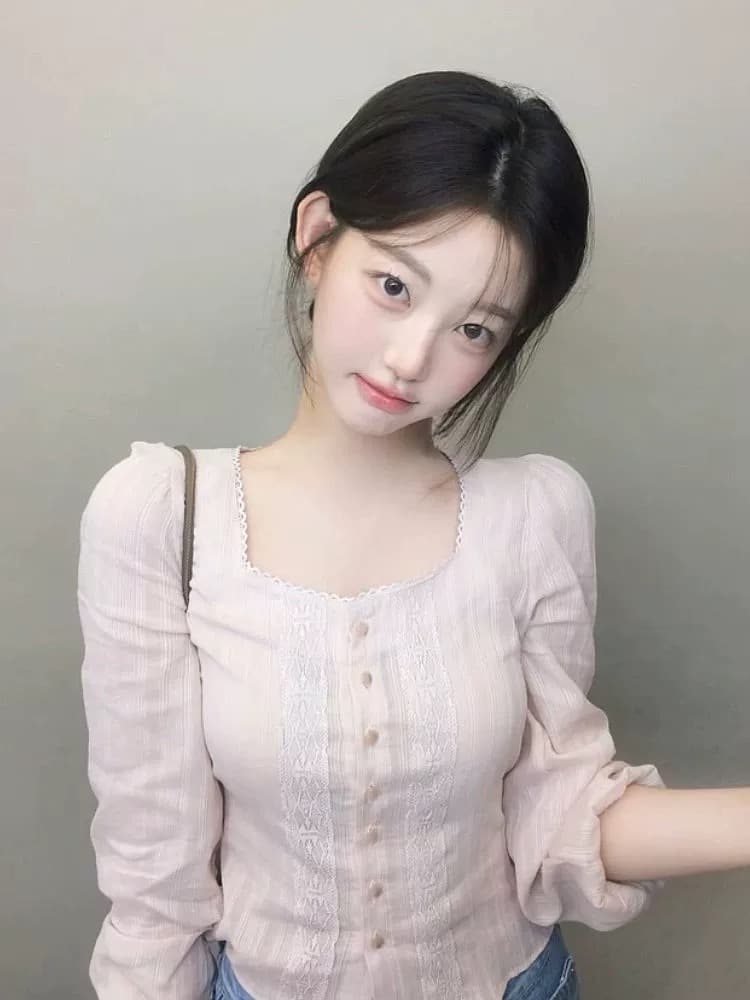 빛 사람들 한 부서 부드러운 바람 연령 감소 고유 한 아름다운 맨위 품격 고급 센스 핑크색 광장 칼라 여성 셔츠 조기 봄 상세 이미지 1