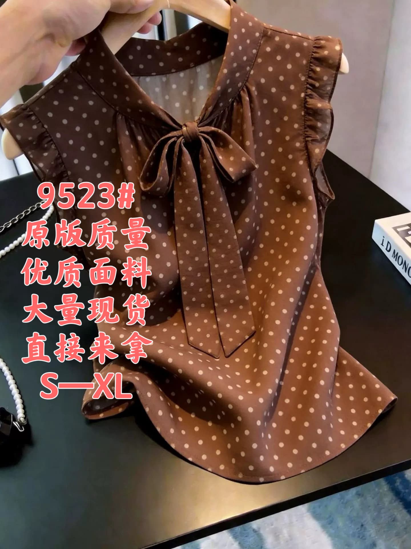 고급 센스 레트로 도트 무늬 나비 넥타이 여성 셔츠 여름 새로운 프랑스식 품격 슬림해 보이는 다용도 맨위 트렌디