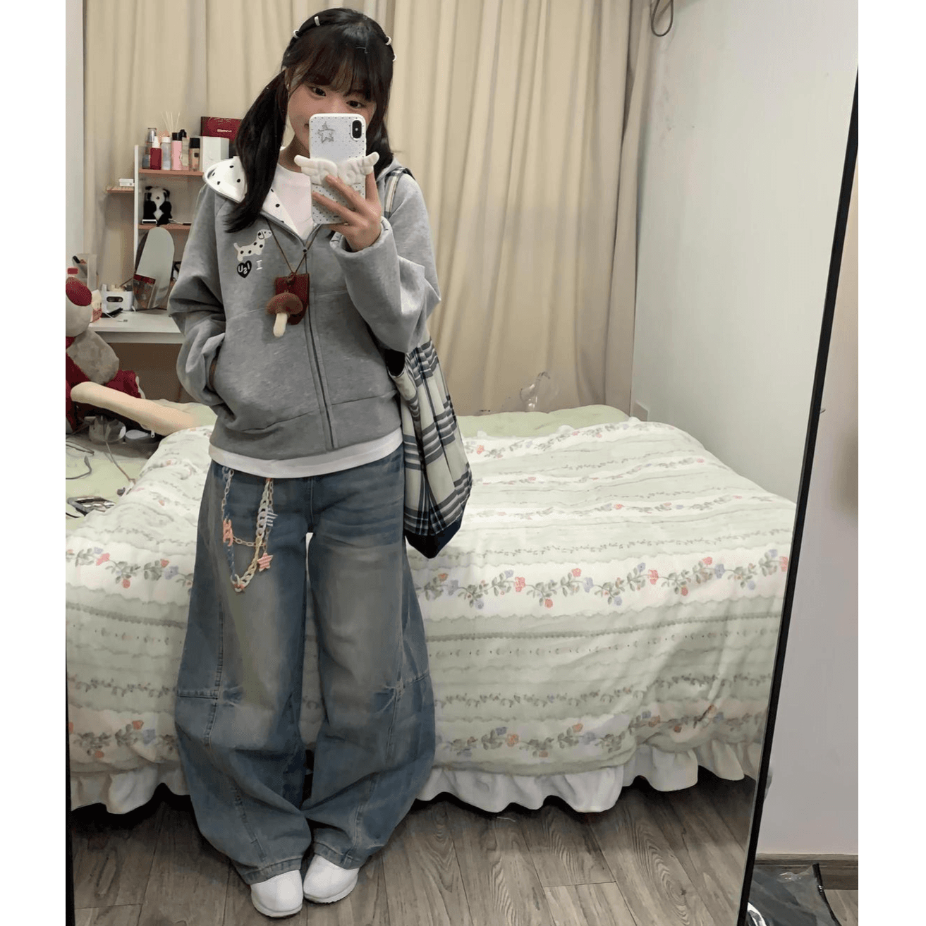 새로운 순면 원본 솜씨 모자 패치워크 도트 무늬 지퍼 양면 패치워크 도트 무늬 자수 이미지 5