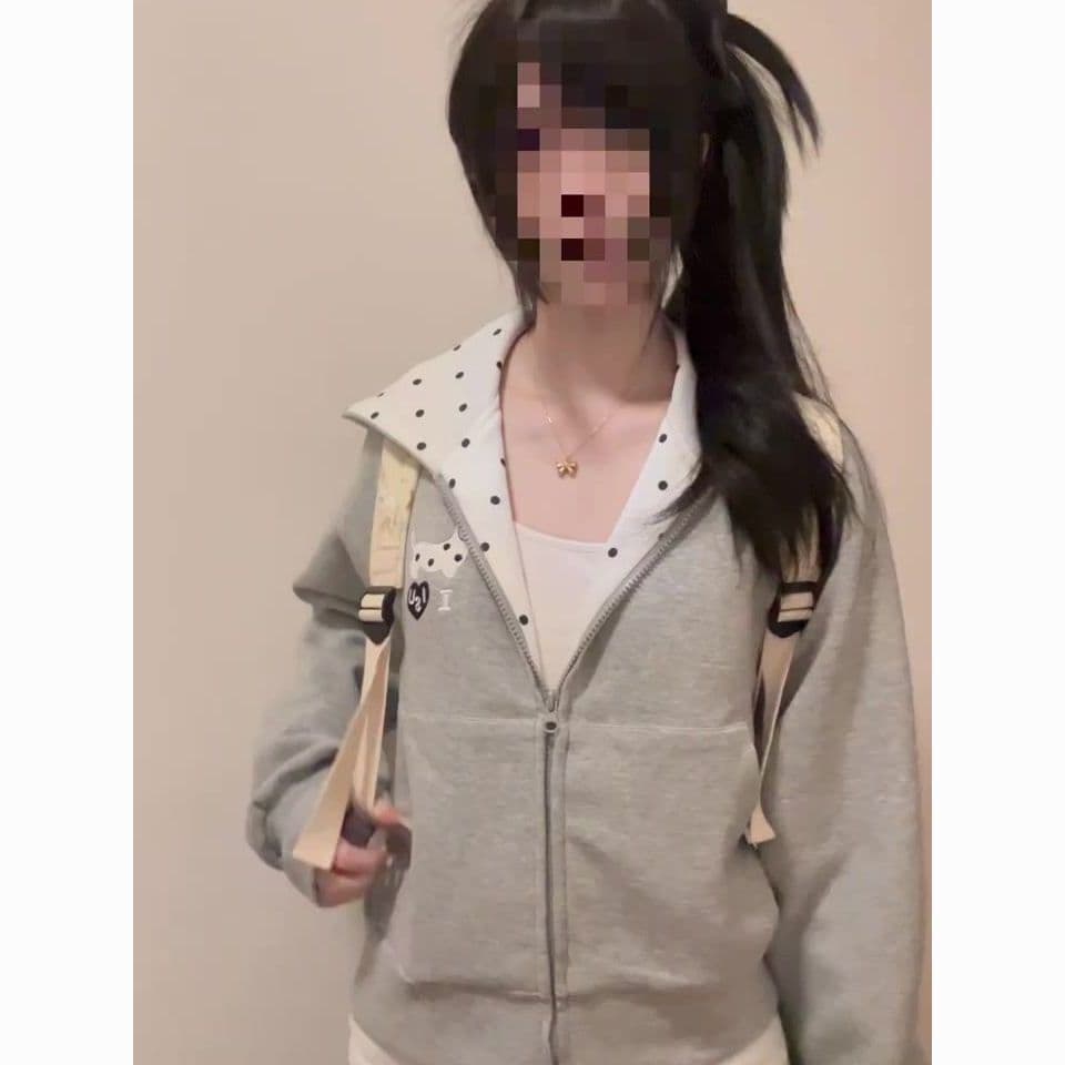 새로운 순면 원본 솜씨 모자 패치워크 도트 무늬 지퍼 양면 패치워크 도트 무늬 자수 이미지 2