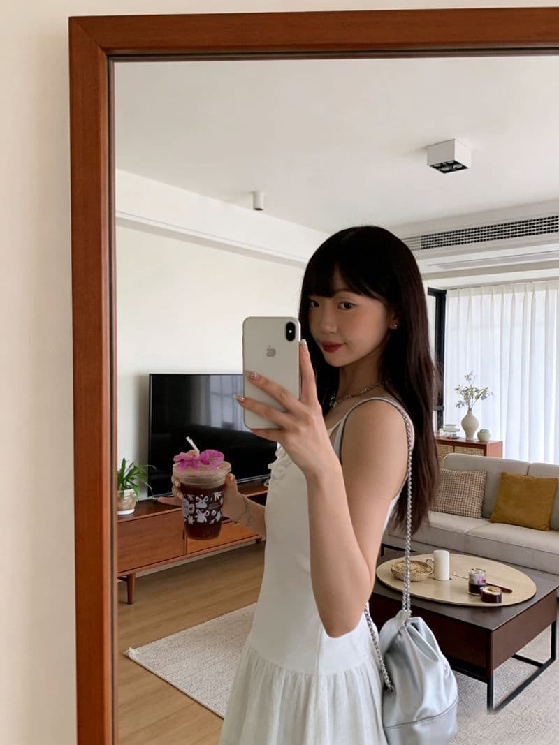 새로운 순면 스트랩 주름 조끼 슬립 몸매 가꾸기 레이스 치마 인사이드 잡아라. 의류 상세 이미지 4