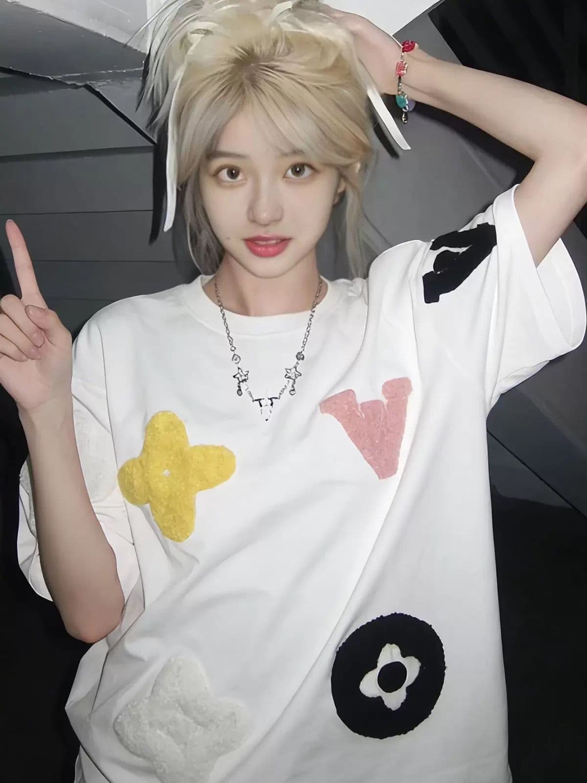 새로운 됐어. 개체 같은 단락 260 그램 불 투수 있음 질감 수건 자수 네리 가게 천 반팔 티셔츠 상세 이미지 3