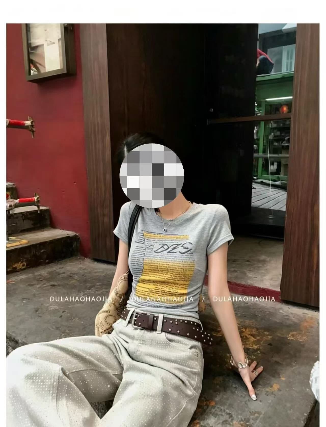 새로운 출처 생방송 품질 이후 패키지 칼라 높은 탄력성 몸매 가꾸기 알파벳 프린트 이미지 2