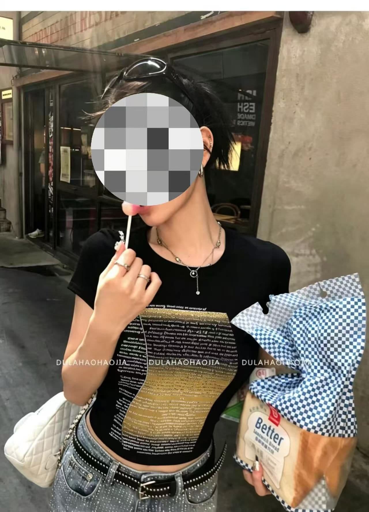 새로운 출처 생방송 품질 이후 패키지 칼라 높은 탄력성 몸매 가꾸기 알파벳 프린트 상세 이미지 3
