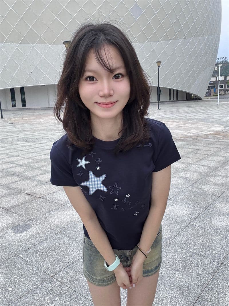 새로운 자수 네리 가게 천 몸매 가꾸기 반팔 티셔츠 상세 이미지 4