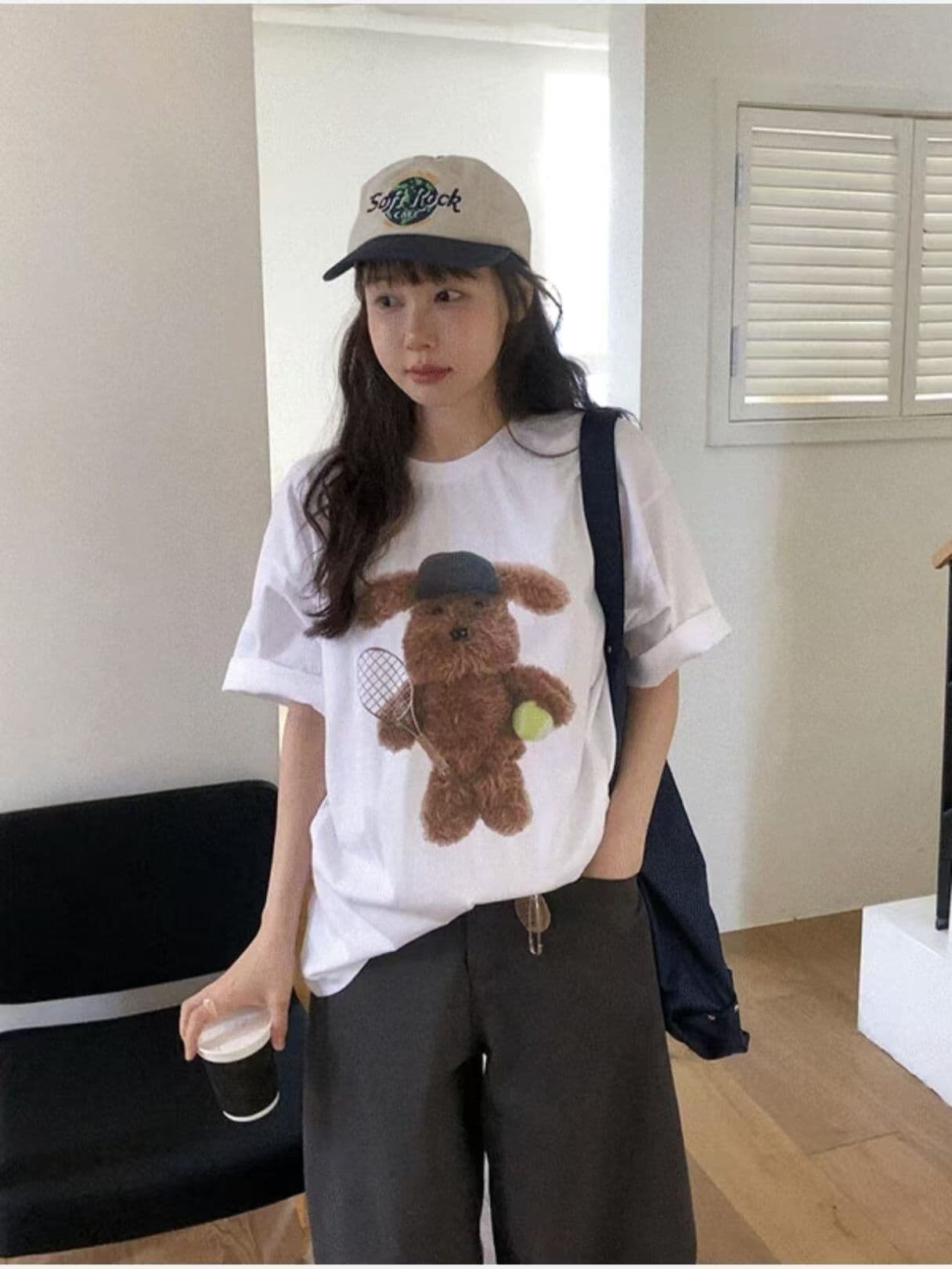 새로운 캐주얼 다용도 개 프린트 반팔 맨위 이미지 2
