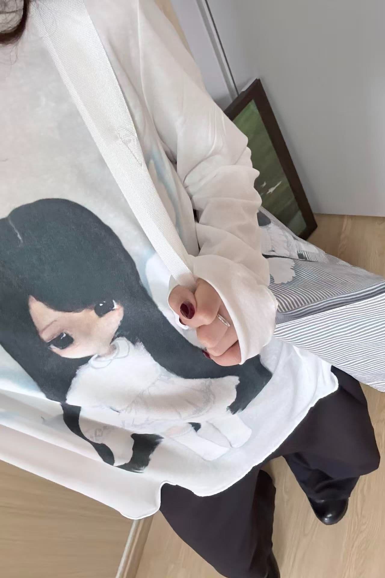 새로운 출처 생방송 품질 긴팔 태양 보호 셔츠 기본 셔츠 천사 소녀 이미지 3