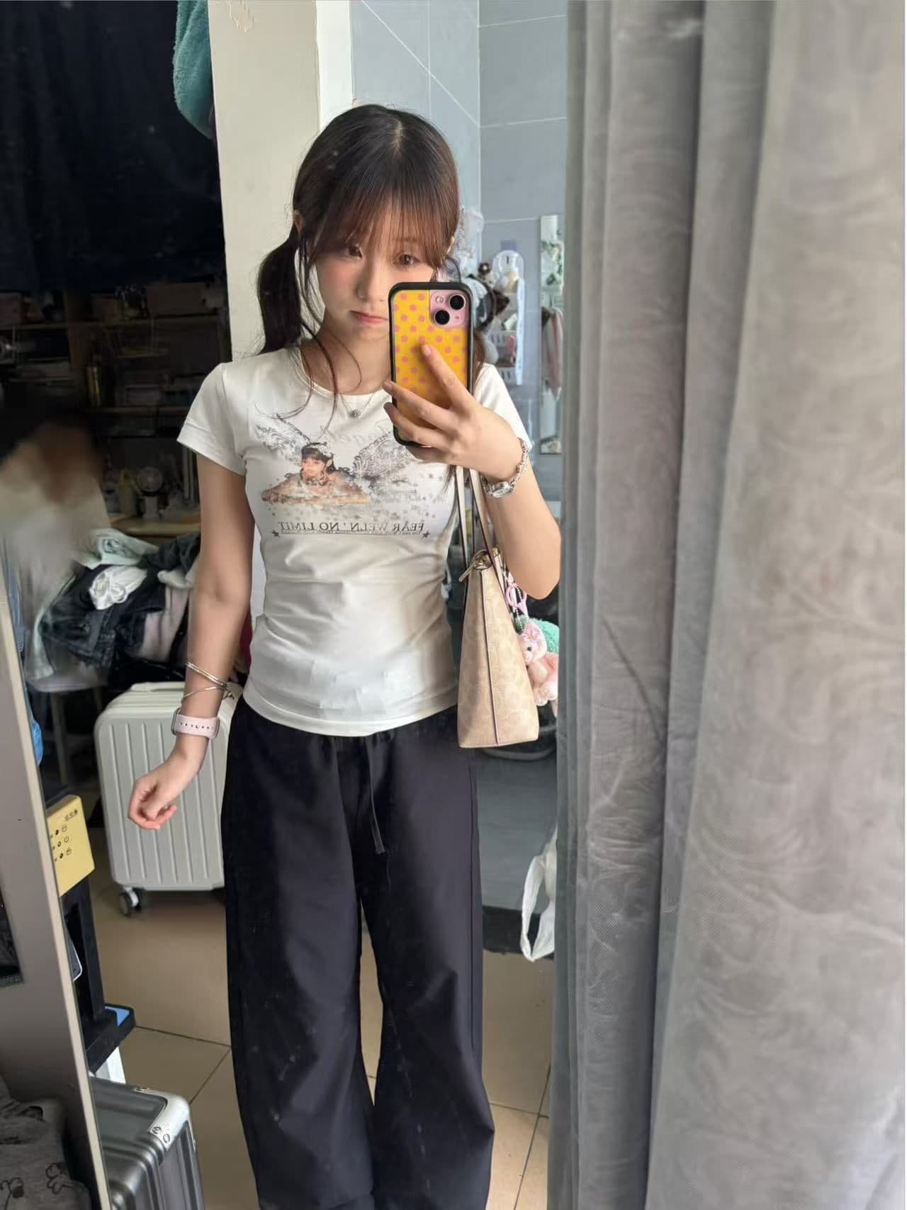 새로운 출처 생방송 품질 이후 패키지 칼라 높은 탄력성 몸매 가꾸기 천사 프린트 이미지 2