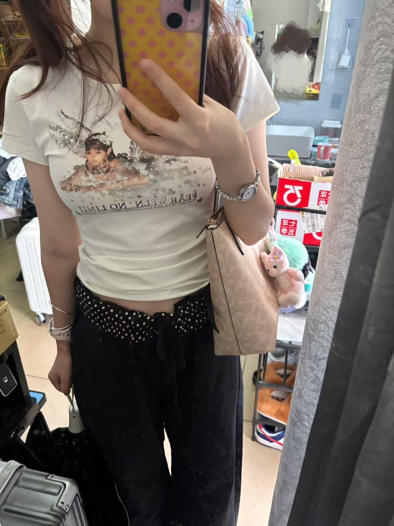 새로운 출처 생방송 품질 이후 패키지 칼라 높은 탄력성 몸매 가꾸기 천사 프린트 상세 이미지 2