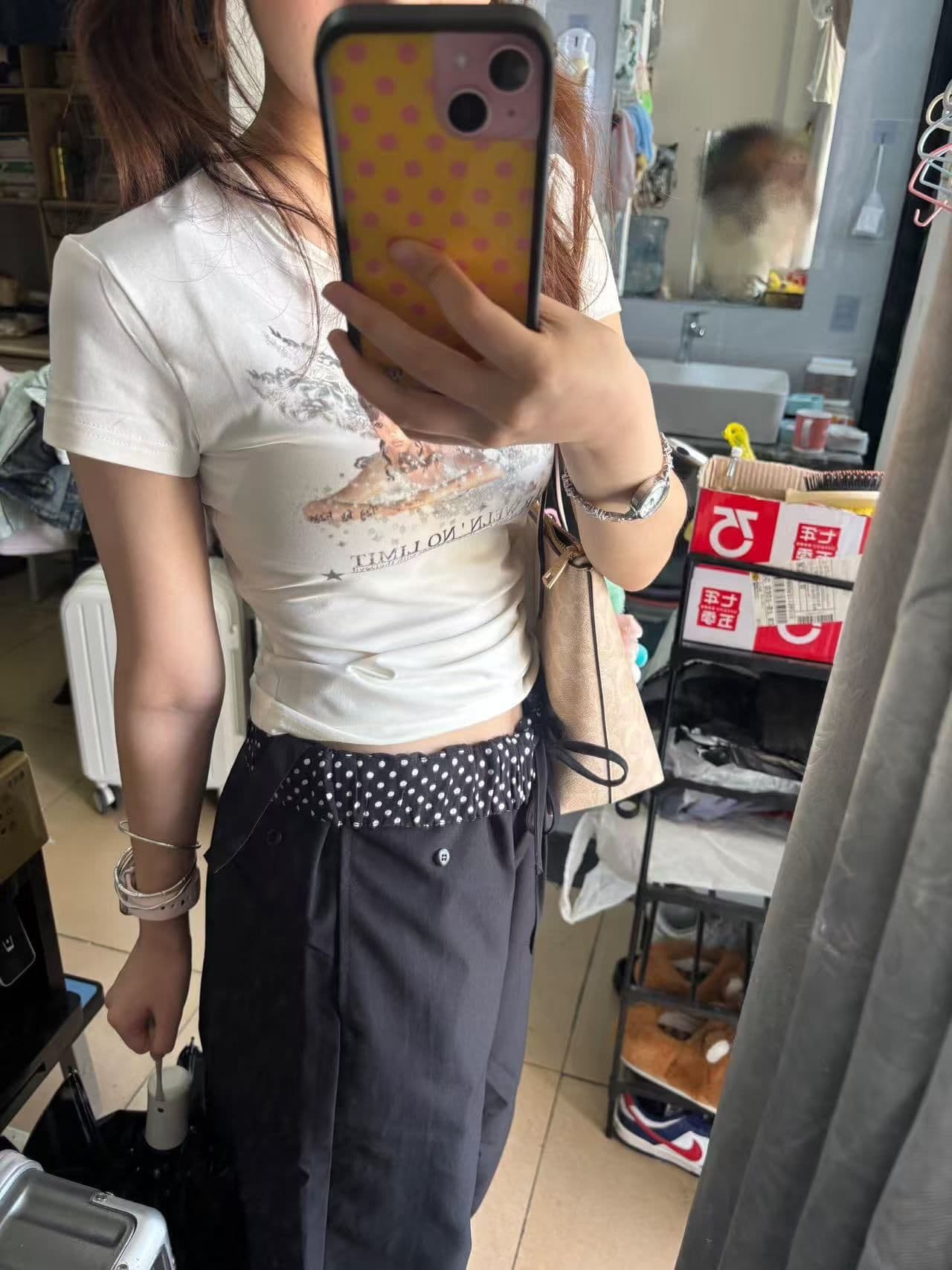 새로운 출처 생방송 품질 이후 패키지 칼라 높은 탄력성 몸매 가꾸기 천사 프린트 상세 이미지 4