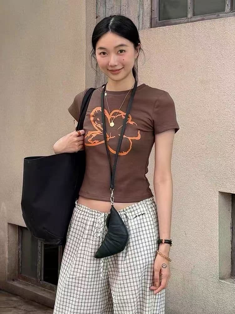 새로운 출처 생방송 품질 이후 패키지 칼라 높은 탄력성 몸매 가꾸기 꽃 프린트 이미지 3