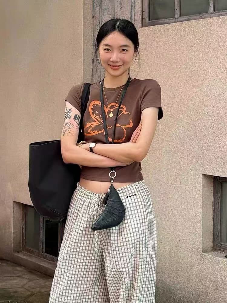 새로운 출처 생방송 품질 이후 패키지 칼라 높은 탄력성 몸매 가꾸기 꽃 프린트 이미지 4