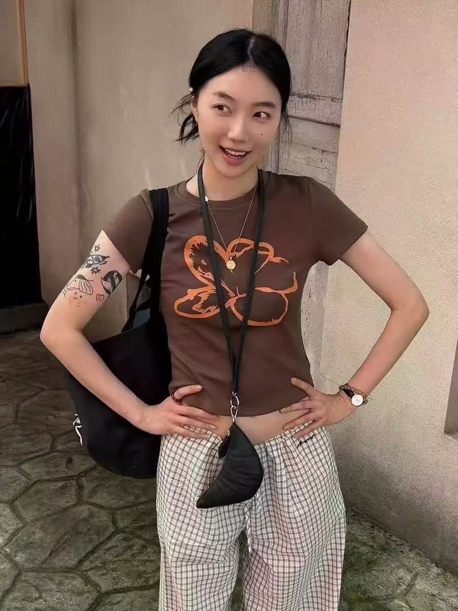새로운 출처 생방송 품질 이후 패키지 칼라 높은 탄력성 몸매 가꾸기 꽃 프린트 상세 이미지 2