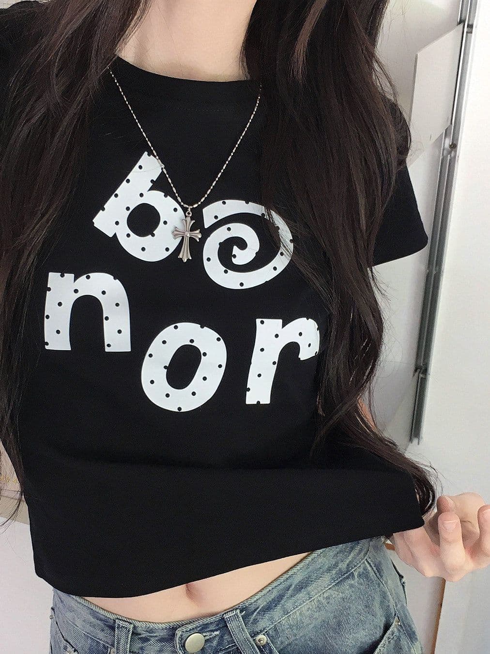 새로운 출처 생방송 품질 이후 패키지 칼라 높은 탄력성 몸매 가꾸기 알파벳 프린트 상세 이미지 2