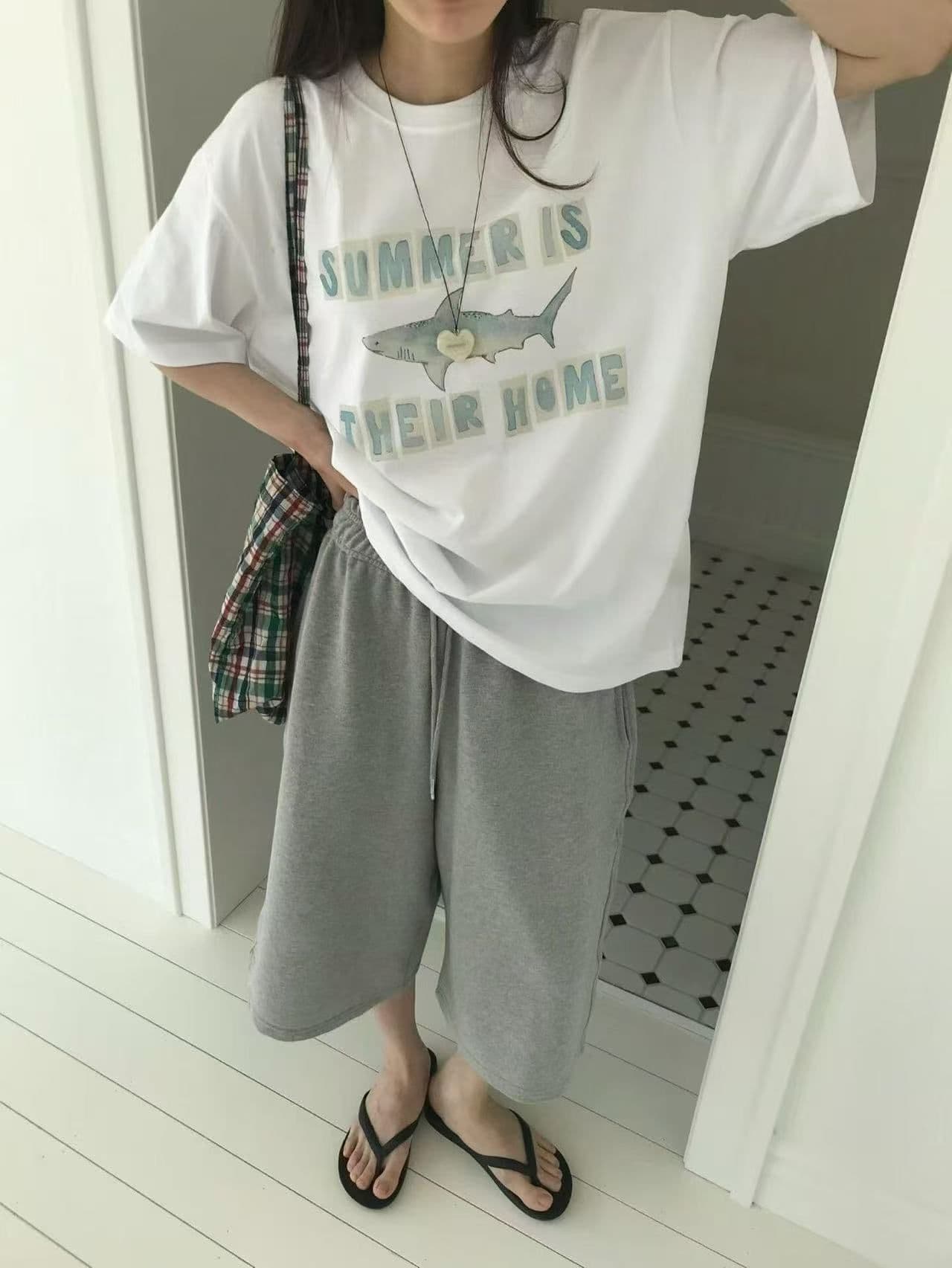 새로운 출처 생방송 품질 이후 패키지 칼라 티셔츠 상어 프린트 맨위 이미지 3