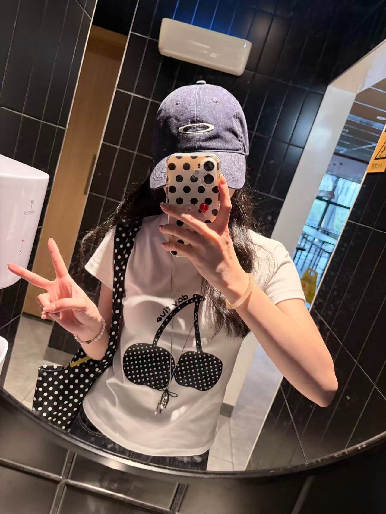 새로운 출처 생방송 품질 이후 패키지 칼라 높은 탄력성 몸매 가꾸기 도트 무늬 체리
