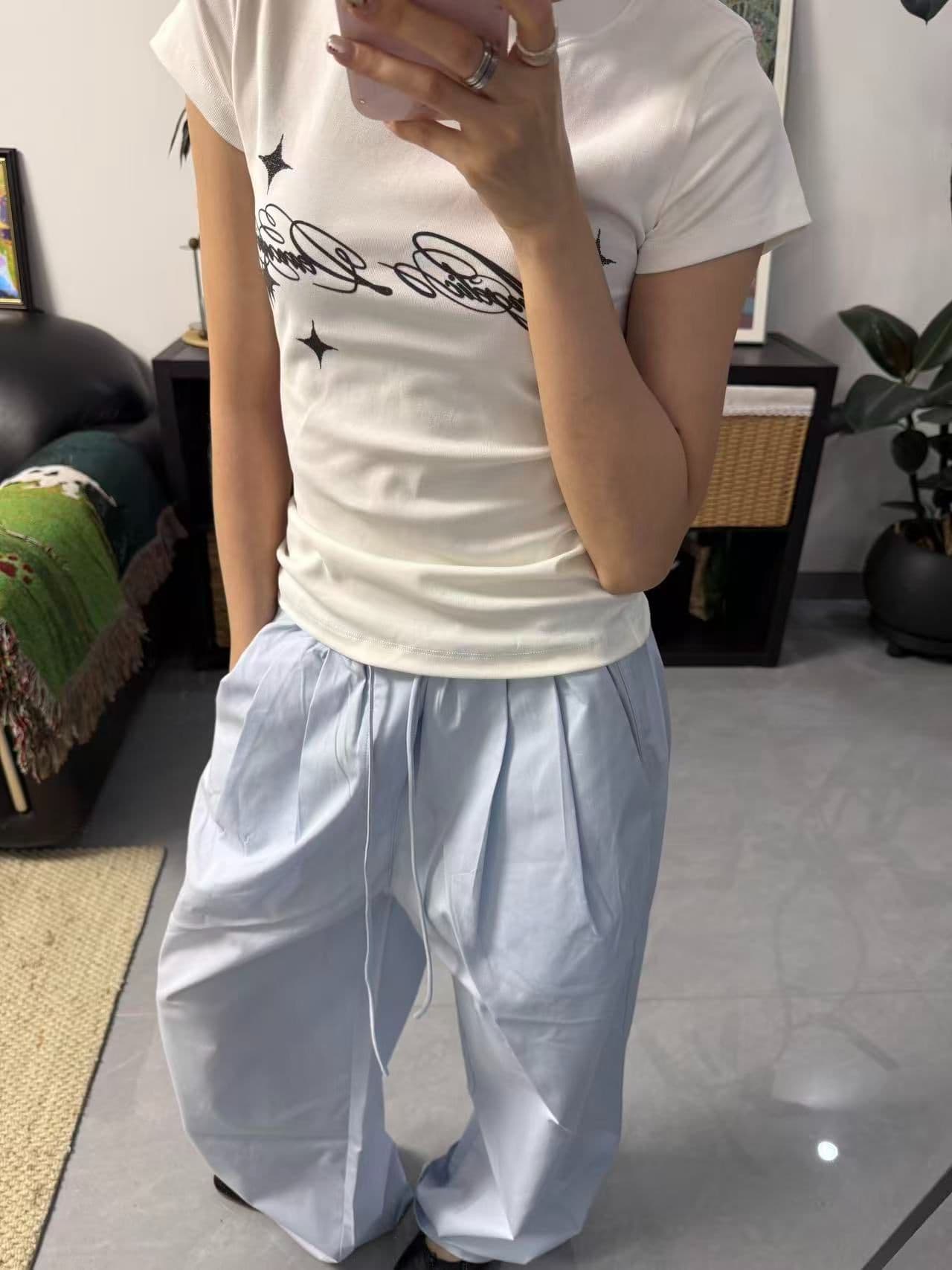 새로운 출처 생방송 품질 이후 패키지 칼라 높은 탄력성 몸매 가꾸기 알파벳 프린트 상세 이미지 6