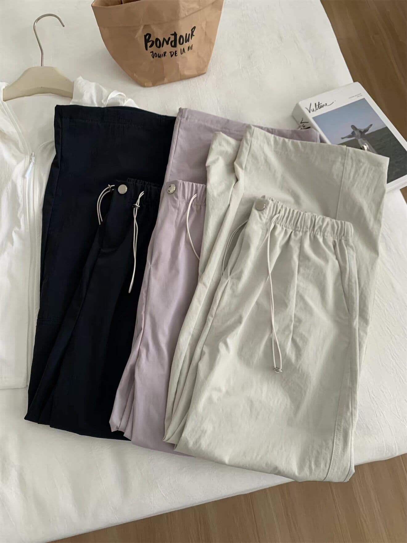 새로운 원본 원단 특별 빅 사이즈 200 kg 차가운 센스 허리밴드 슬림해 보이는 모통이 칼 넓은 다리 캐주얼 바지 상세 이미지 13