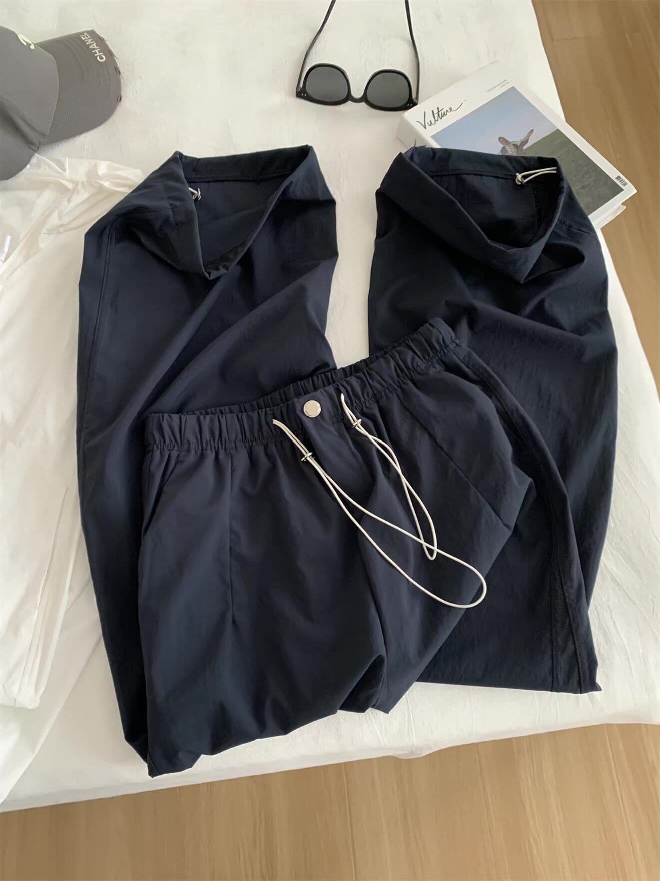 새로운 원본 원단 특별 빅 사이즈 200 kg 차가운 센스 허리밴드 슬림해 보이는 모통이 칼 넓은 다리 캐주얼 바지 상세 이미지 18