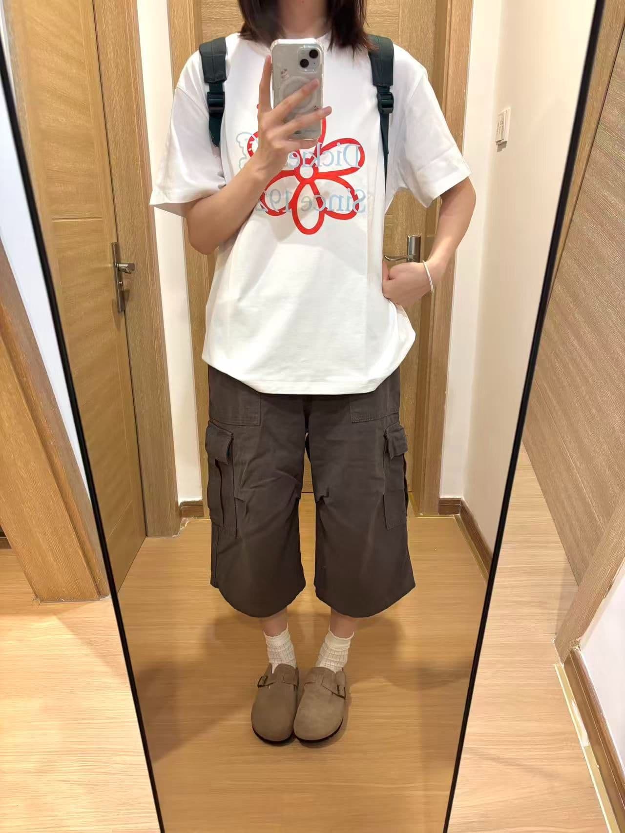 새로운 출처 생방송 품질 이후 패키지 칼라 티셔츠 알파벳 꽃 프린트 이미지 4