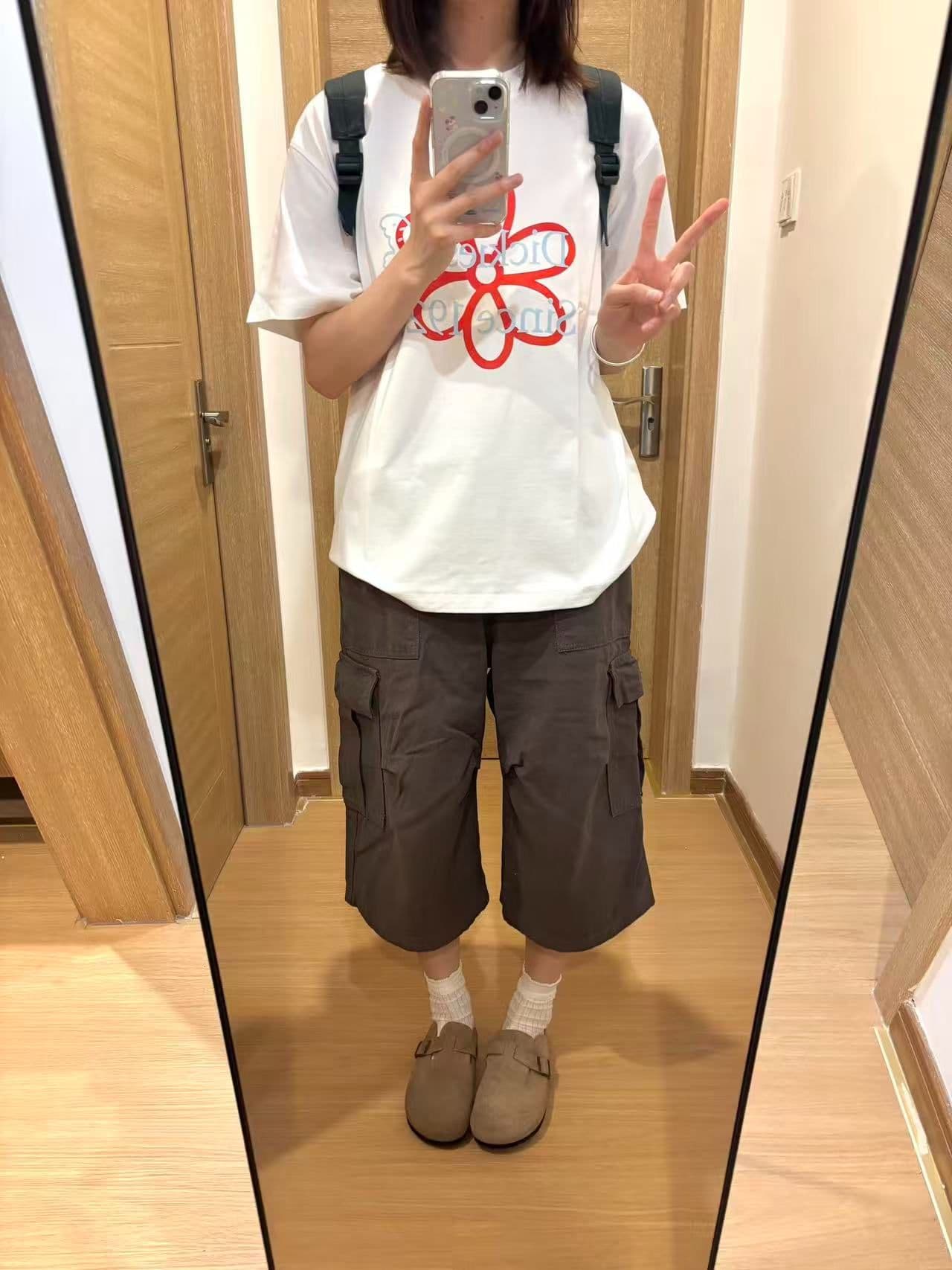 새로운 출처 생방송 품질 이후 패키지 칼라 티셔츠 알파벳 꽃 프린트 상세 이미지 3