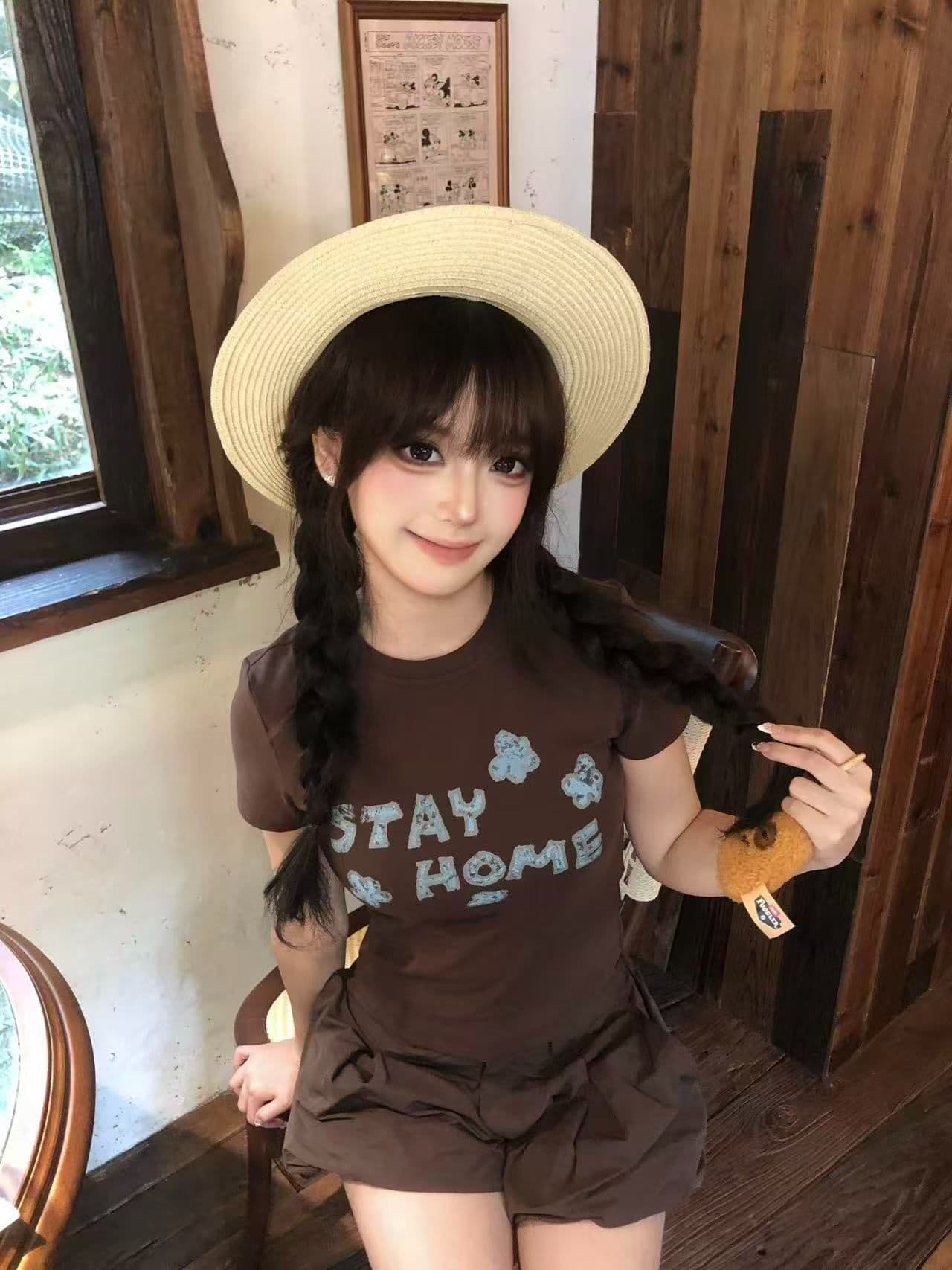 새로운 출처 생방송 품질 이후 패키지 칼라 신축성 몸매 가꾸기 알파벳 프린트 상세 이미지 7