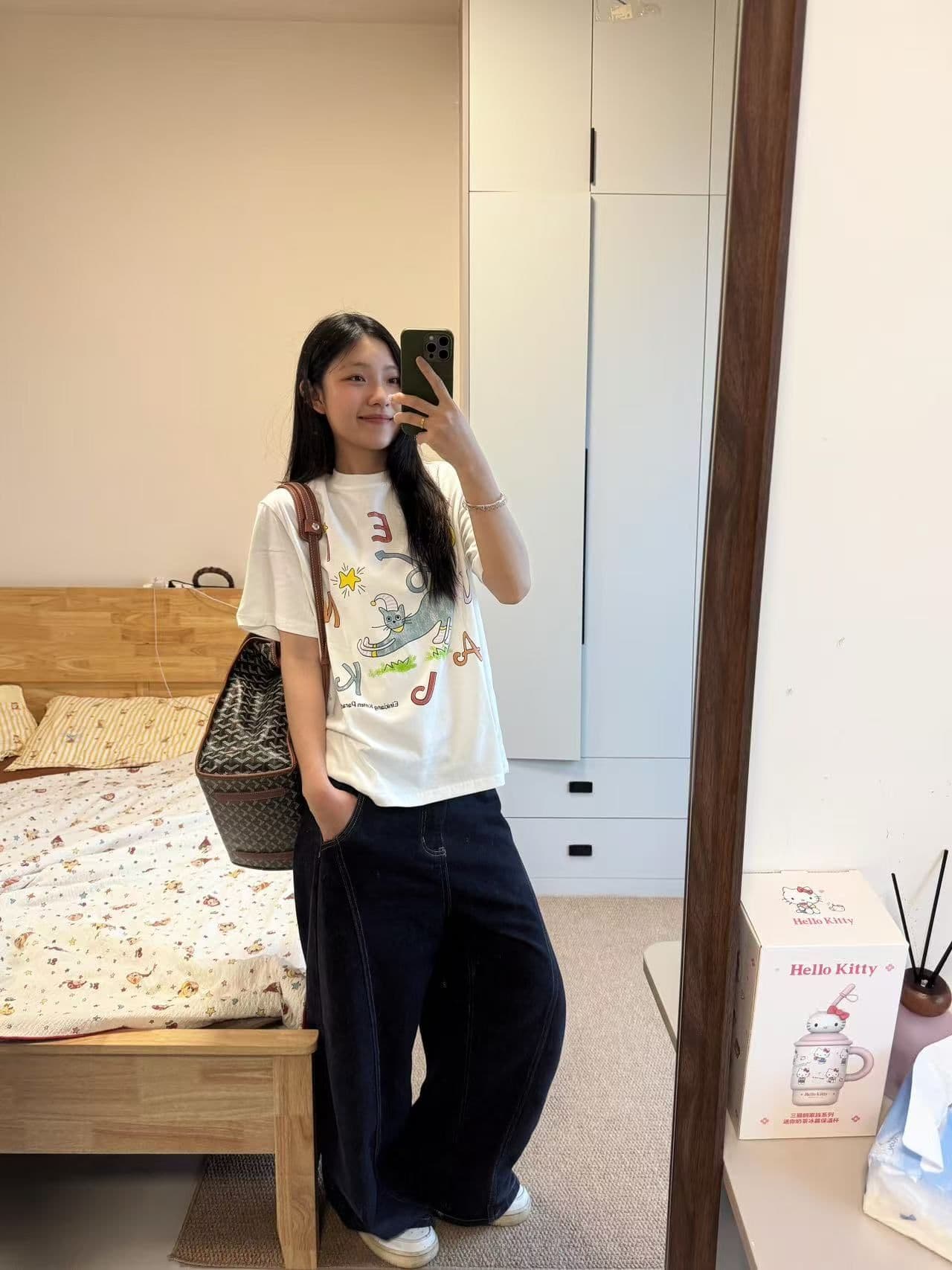 새로운 출처 생방송 품질 이후 패키지 칼라 티셔츠 고양이 프린트 맨위 상세 이미지 3