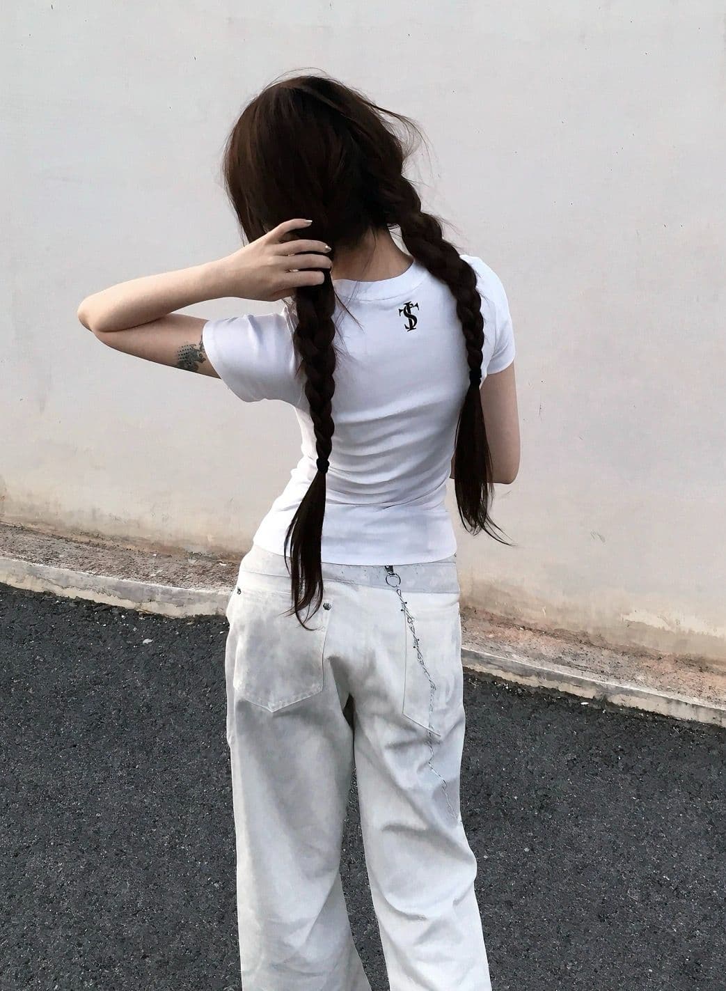 새로운 자수 네리 가게 천 몸매 가꾸기 반팔 티셔츠 여성 상세 이미지 2